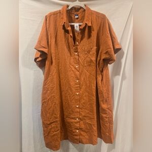 Old Navy -  Terracotta Linen Shirt Dress, Size XXL (NWT)